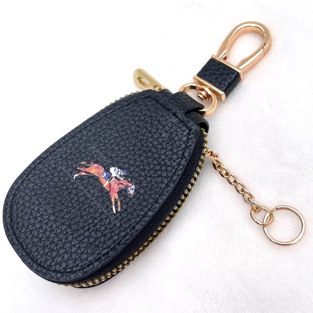 NWT Real Leather Horse Equestrian Pouch Key Holder Zip Coin Case Keychain - Picture 8 of 8